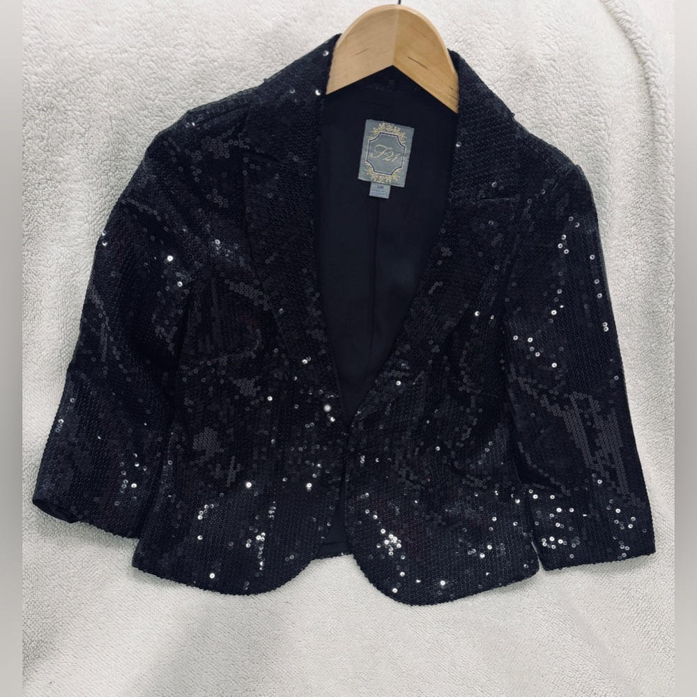 Black Sequin Blazer F21